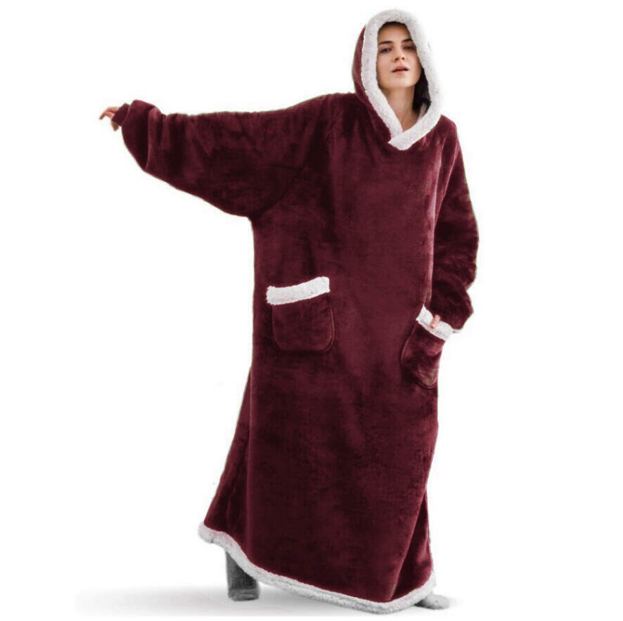2023 Super Long Flannel Blanket with Sleeves Cozy Unisex