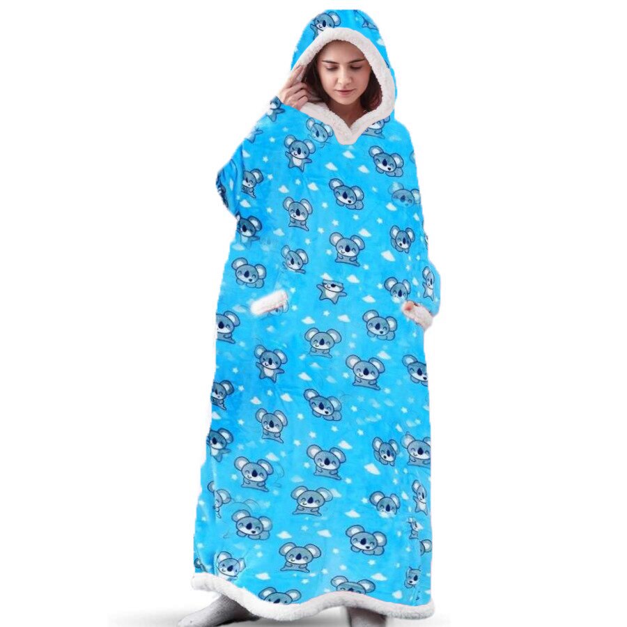 2023 Super Long Flannel Blanket with Sleeves Cozy Unisex