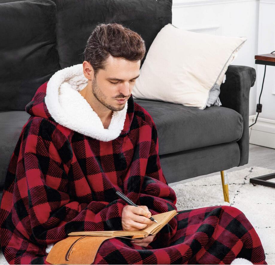 2023 Super Long Flannel Blanket with Sleeves Cozy Unisex
