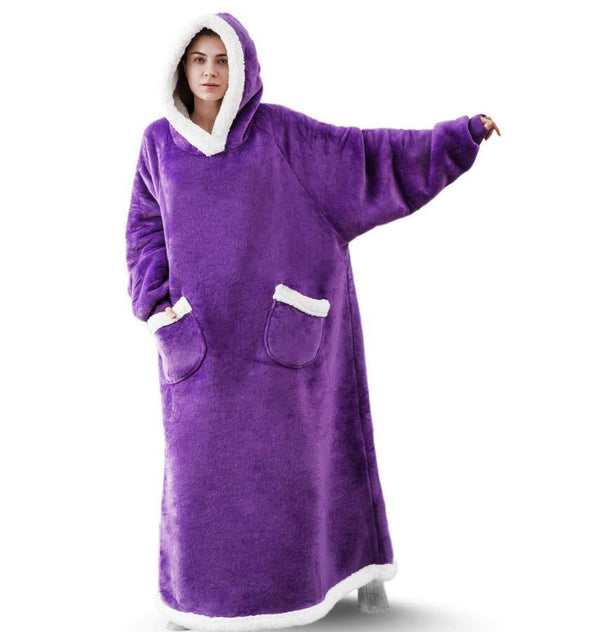 2023 Super Long Flannel Blanket with Sleeves Cozy Unisex