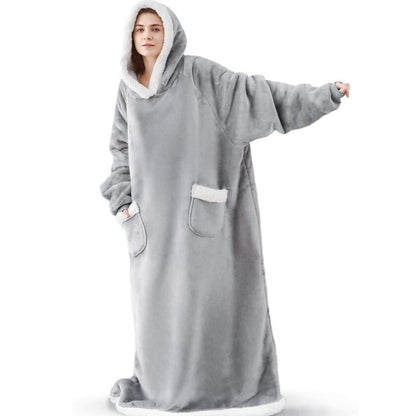 2023 Super Long Flannel Blanket with Sleeves Cozy Unisex