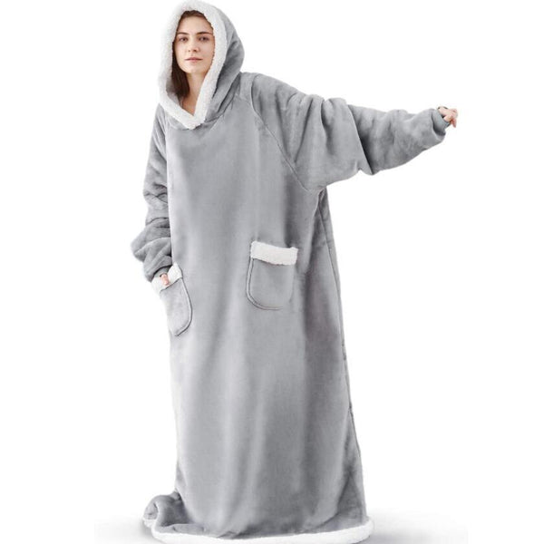 2023 Super Long Flannel Blanket with Sleeves Cozy Unisex