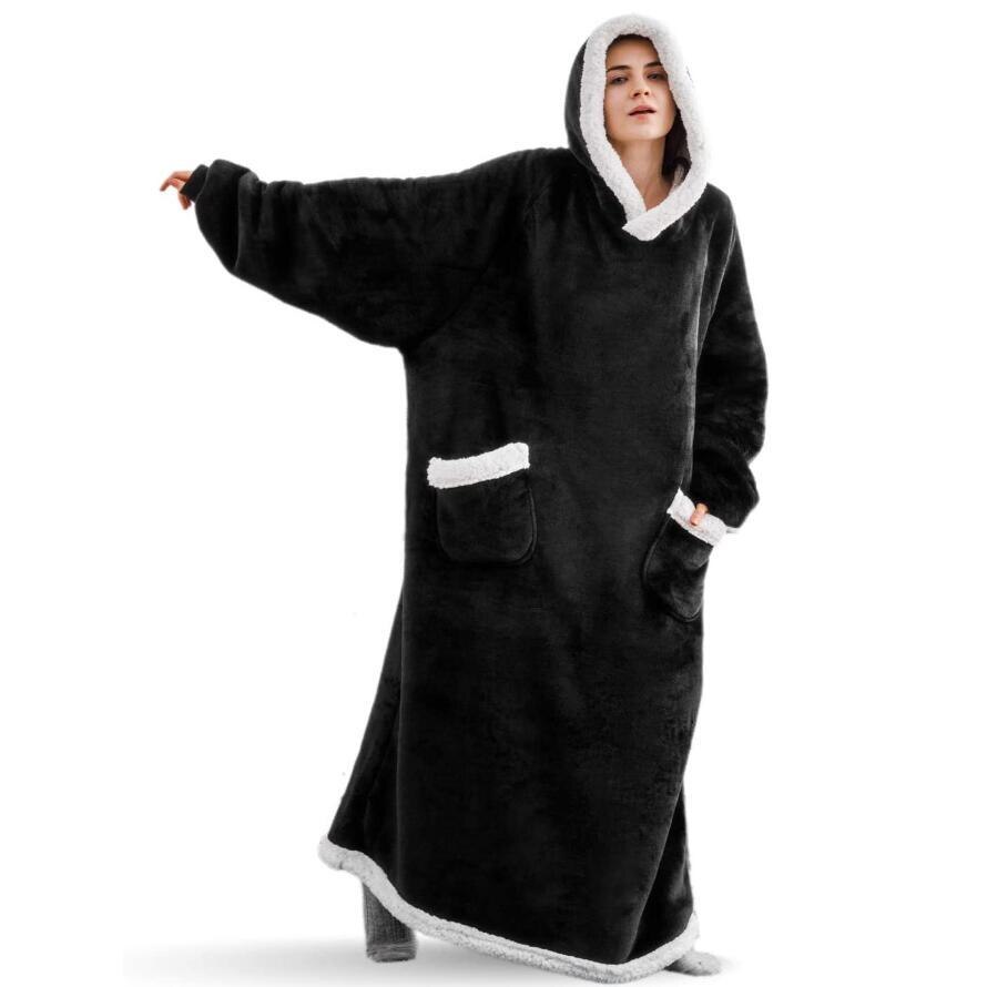 2023 Super Long Flannel Blanket with Sleeves Cozy Unisex